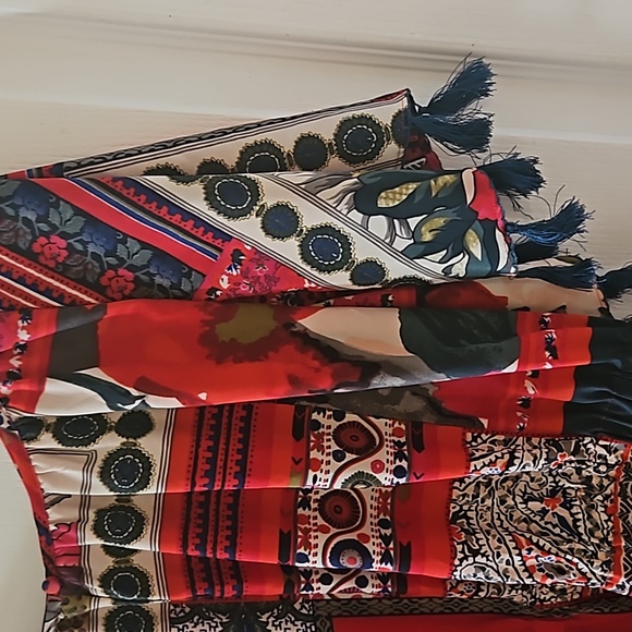 Anthropologie Vanessa Virginia Persian Rose Tassel Dress Size Medium - Picture 5 of 8